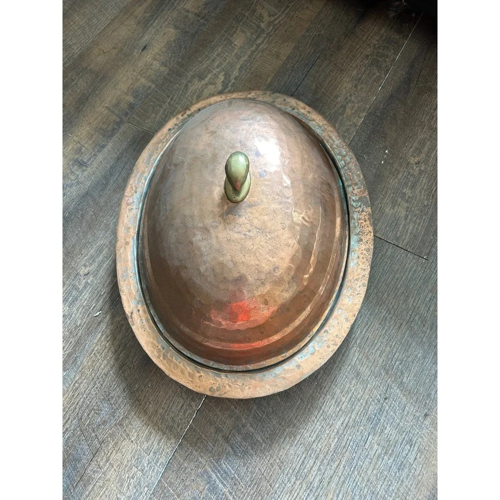 Handmade Pure Copper Serving Kebab Plate iskender Turkish presentation oval tinn